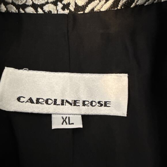 Caroline Rose Silver Chain Print Blazer Size XL Mandarin Collar Metal Button - Picture 10 of 11